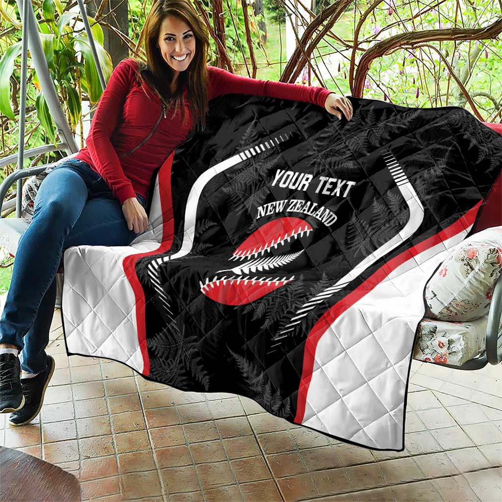 Custom New Zealand Silver Fern Softball Quilt Go Aotearoa
