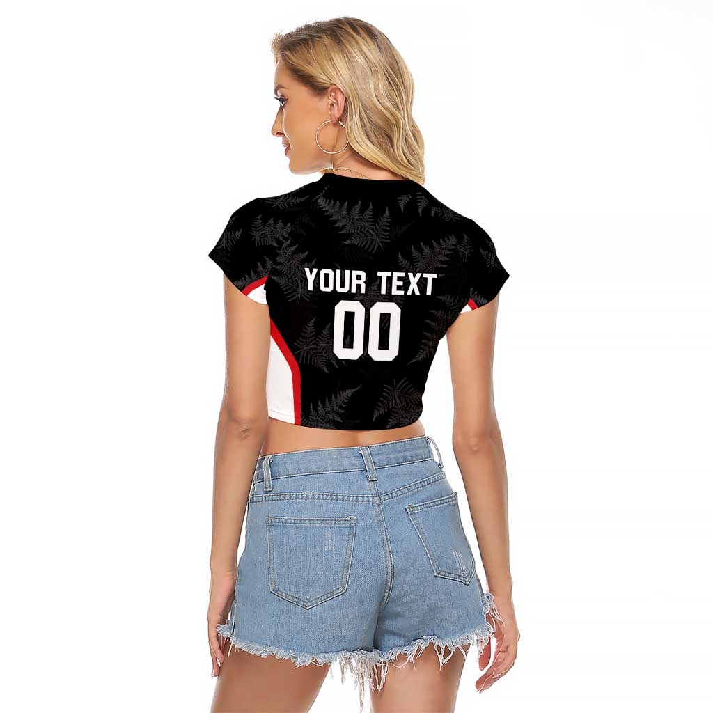 Custom New Zealand Silver Fern Softball Raglan Cropped T Shirt Go Aotearoa LT14 - Polynesian Pride