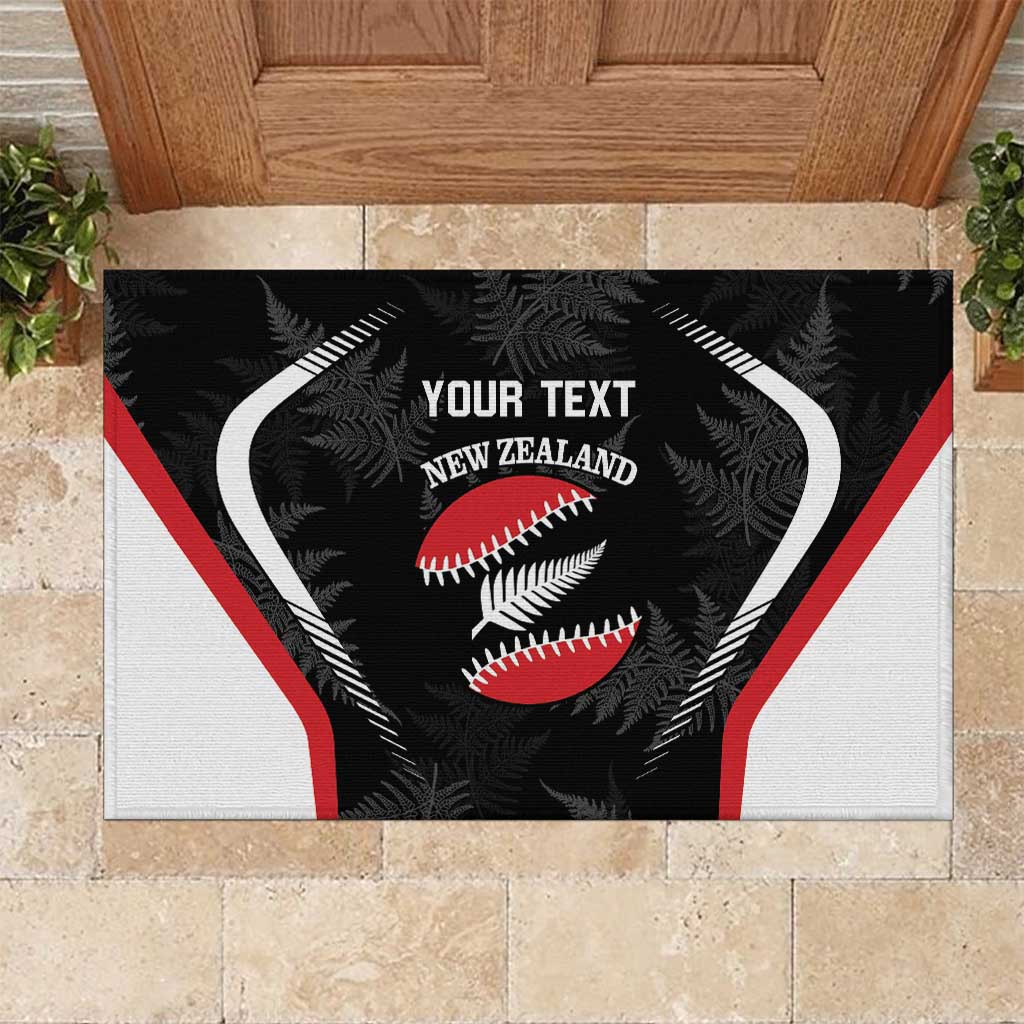 Custom New Zealand Silver Fern Softball Rubber Doormat Go Aotearoa LT14 Black - Polynesian Pride