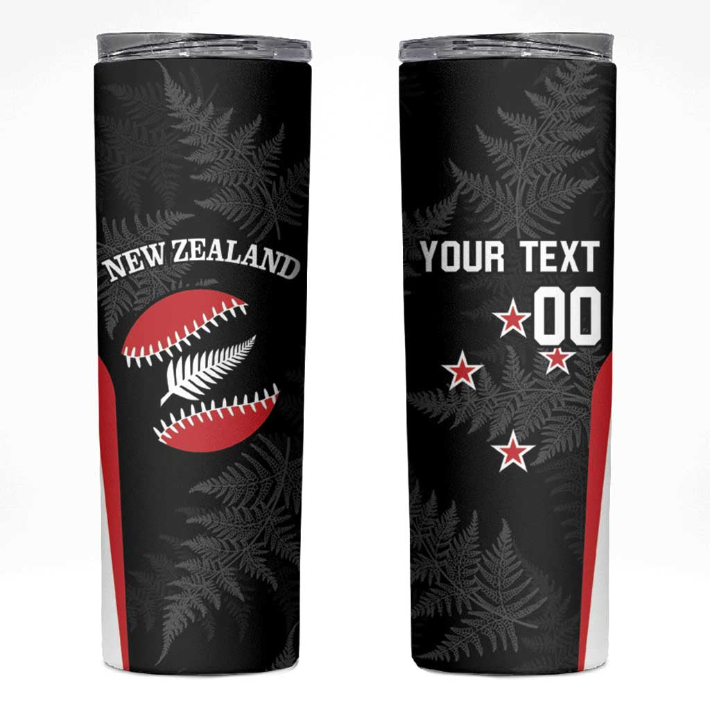 Personalised New Zealand Silver Fern Softball Skinny Tumbler Go Aotearoa LT14