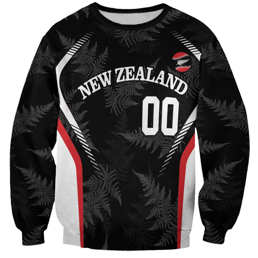 Custom New Zealand Silver Fern Softball Sweatshirt Go Aotearoa LT14 Unisex Black - Polynesian Pride