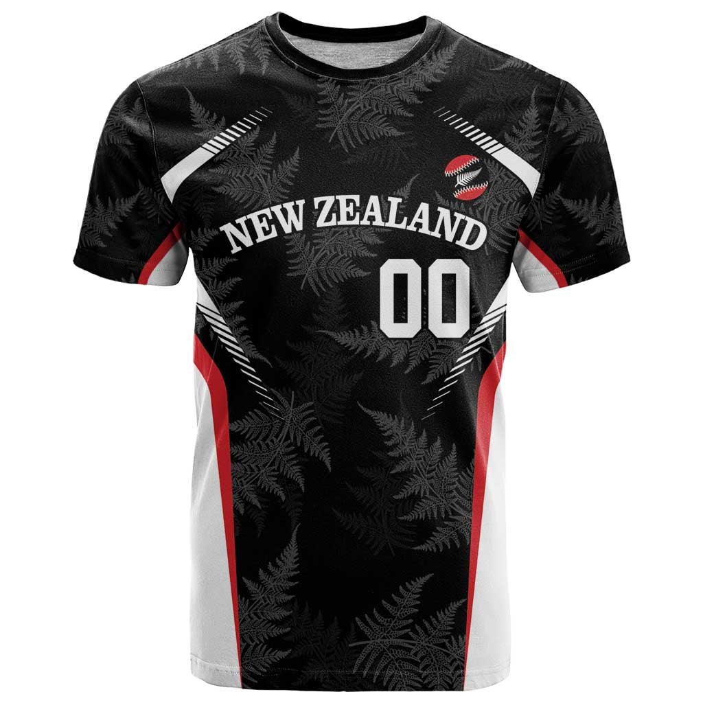 Custom New Zealand Silver Fern Softball T Shirt Go Aotearoa LT14 Black - Polynesian Pride