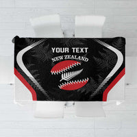 Custom New Zealand Silver Fern Softball Tablecloth Go Aotearoa LT14 Black - Polynesian Pride