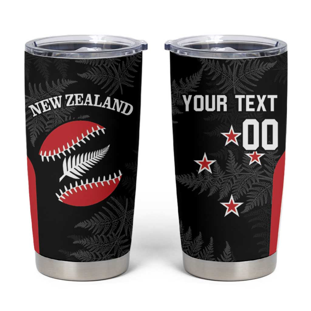 Personalised New Zealand Silver Fern Softball Tumbler Cup Go Aotearoa LT14 Black - Polynesian Pride