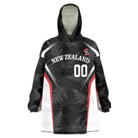 Custom New Zealand Silver Fern Softball Wearable Blanket Hoodie Go Aotearoa LT14 One Size Black - Polynesian Pride
