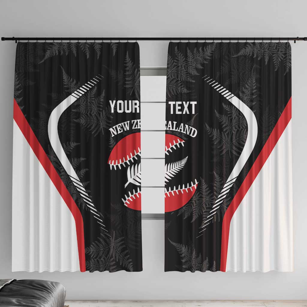 Custom New Zealand Silver Fern Softball Window Curtain Go Aotearoa LT14 With Hooks Black - Polynesian Pride