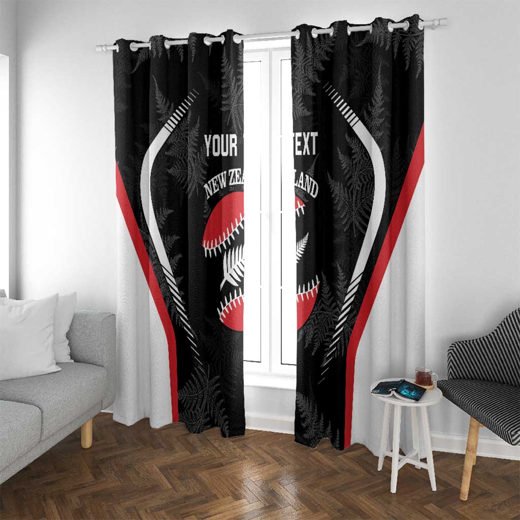 Custom New Zealand Silver Fern Softball Window Curtain Go Aotearoa LT14 With Grommets Black - Polynesian Pride