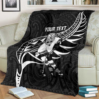 Custom Aotearoa Ice Hockey Blanket NZ Tiki Mascot - Maori Pattern LT14 - Polynesian Pride