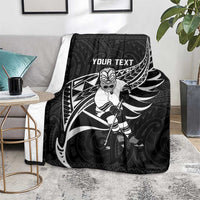Custom Aotearoa Ice Hockey Blanket NZ Tiki Mascot - Maori Pattern LT14 - Polynesian Pride