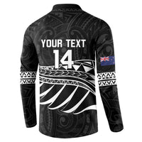 Custom Aotearoa Ice Hockey Button Sweatshirt NZ Tiki Mascot - Maori Pattern LT14 - Polynesian Pride