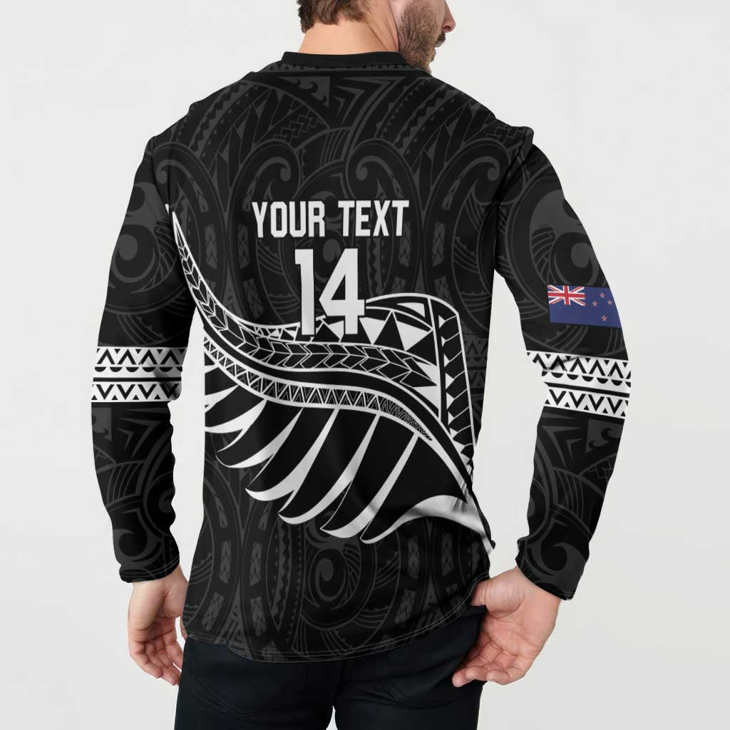 Custom Aotearoa Ice Hockey Button Sweatshirt NZ Tiki Mascot - Maori Pattern LT14 - Polynesian Pride