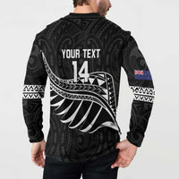 Custom Aotearoa Ice Hockey Button Sweatshirt NZ Tiki Mascot - Maori Pattern LT14 - Polynesian Pride