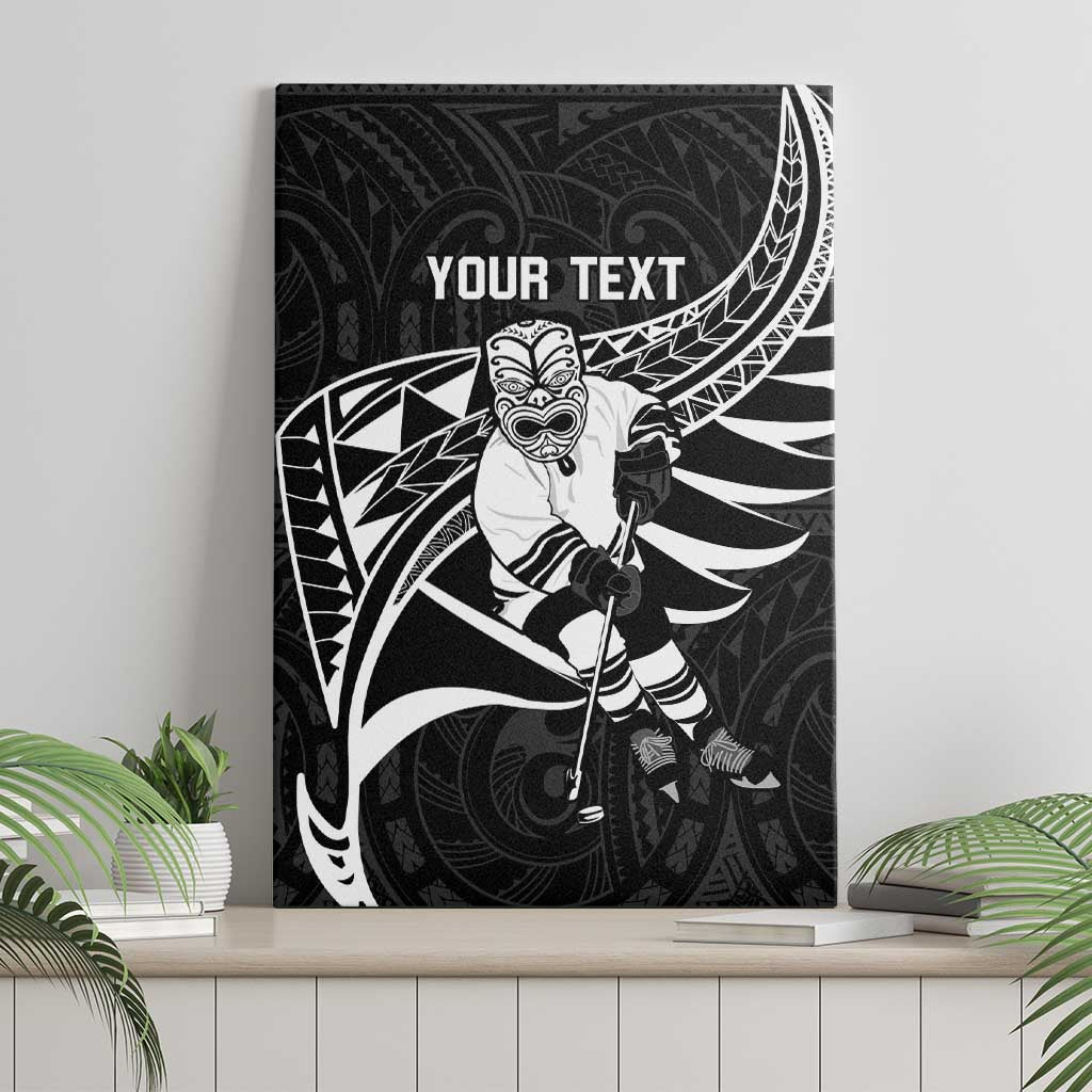 Custom Aotearoa Ice Hockey Canvas Wall Art NZ Tiki Mascot - Maori Pattern LT14 - Polynesian Pride