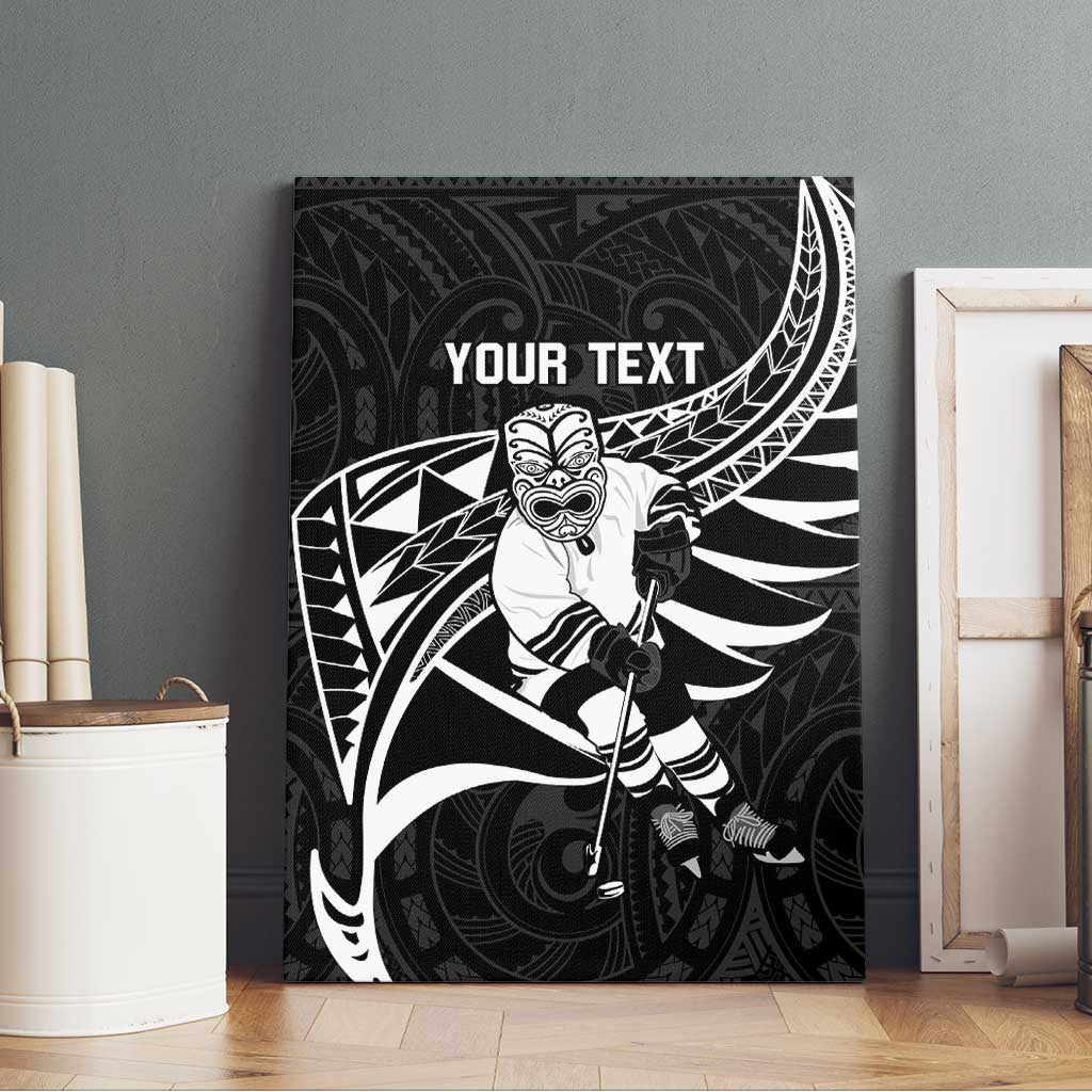Custom Aotearoa Ice Hockey Canvas Wall Art NZ Tiki Mascot - Maori Pattern LT14 - Polynesian Pride