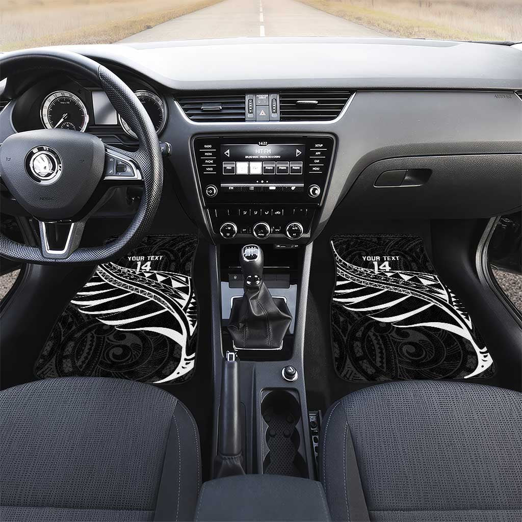 Custom Aotearoa Ice Hockey Car Mats NZ Tiki Mascot - Maori Pattern LT14 Set 2pcs - Front Black - Polynesian Pride