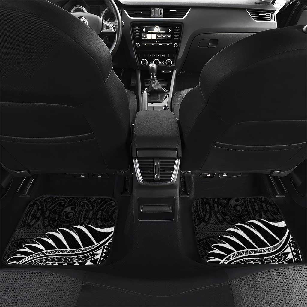 Custom Aotearoa Ice Hockey Car Mats NZ Tiki Mascot - Maori Pattern LT14 Set 2pcs - Back Black - Polynesian Pride