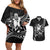 Custom Aotearoa Ice Hockey Couples Matching Off Shoulder Short Dress and Hawaiian Shirt NZ Tiki Mascot - Maori Pattern