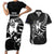 Custom Aotearoa Ice Hockey Couples Matching Short Sleeve Bodycon Dress and Hawaiian Shirt NZ Tiki Mascot - Maori Pattern