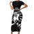 Custom Aotearoa Ice Hockey Family Matching Short Sleeve Bodycon Dress and Hawaiian Shirt NZ Tiki Mascot - Maori Pattern