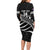 Custom Aotearoa Ice Hockey Long Sleeve Bodycon Dress NZ Tiki Mascot - Maori Pattern