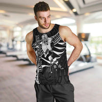 Custom Aotearoa Ice Hockey Men Tank Top NZ Tiki Mascot - Maori Pattern LT14 Black - Polynesian Pride