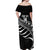 Custom Aotearoa Ice Hockey Off Shoulder Maxi Dress NZ Tiki Mascot - Maori Pattern