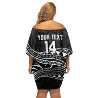 Custom Aotearoa Ice Hockey Off Shoulder Short Dress NZ Tiki Mascot - Maori Pattern LT14 - Polynesian Pride