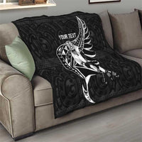 Custom Aotearoa Ice Hockey Quilt NZ Tiki Mascot - Maori Pattern