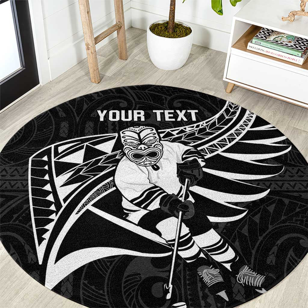 Custom Aotearoa Ice Hockey Round Carpet NZ Tiki Mascot - Maori Pattern