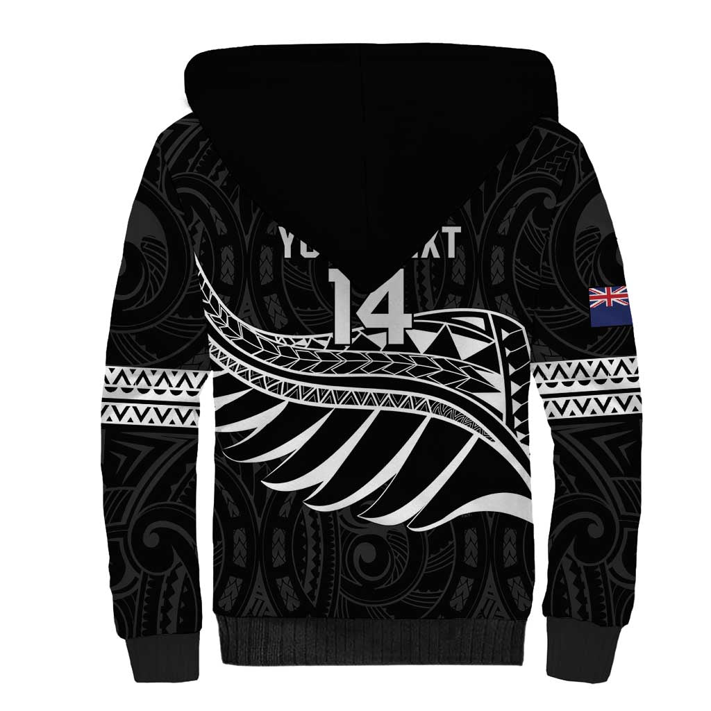 Custom Aotearoa Ice Hockey Sherpa Hoodie NZ Tiki Mascot - Maori Pattern LT14 - Polynesian Pride