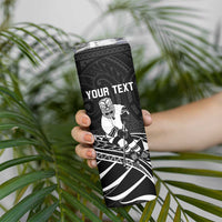 Personalised Aotearoa Ice Hockey Skinny Tumbler NZ Tiki Mascot - Maori Pattern LT14