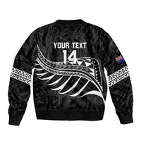 Custom Aotearoa Ice Hockey Sleeve Zip Bomber Jacket NZ Tiki Mascot - Maori Pattern