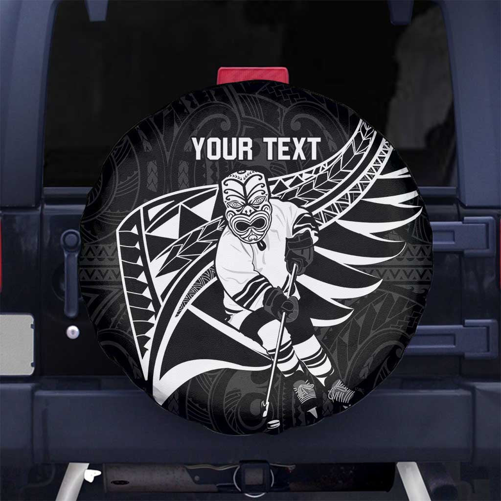 Custom Aotearoa Ice Hockey Spare Tire Cover NZ Tiki Mascot - Maori Pattern LT14 - Polynesian Pride