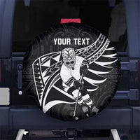 Custom Aotearoa Ice Hockey Spare Tire Cover NZ Tiki Mascot - Maori Pattern LT14 - Polynesian Pride
