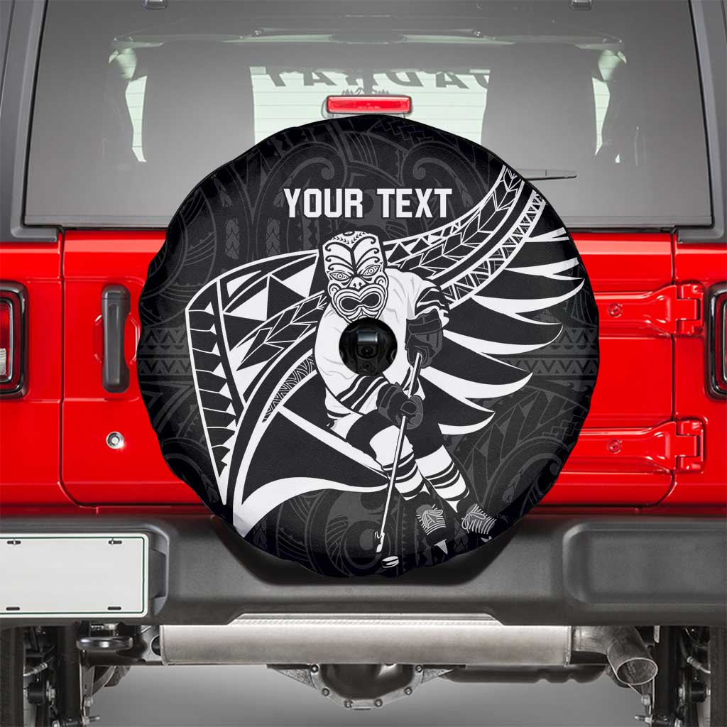 Custom Aotearoa Ice Hockey Spare Tire Cover NZ Tiki Mascot - Maori Pattern LT14 - Polynesian Pride