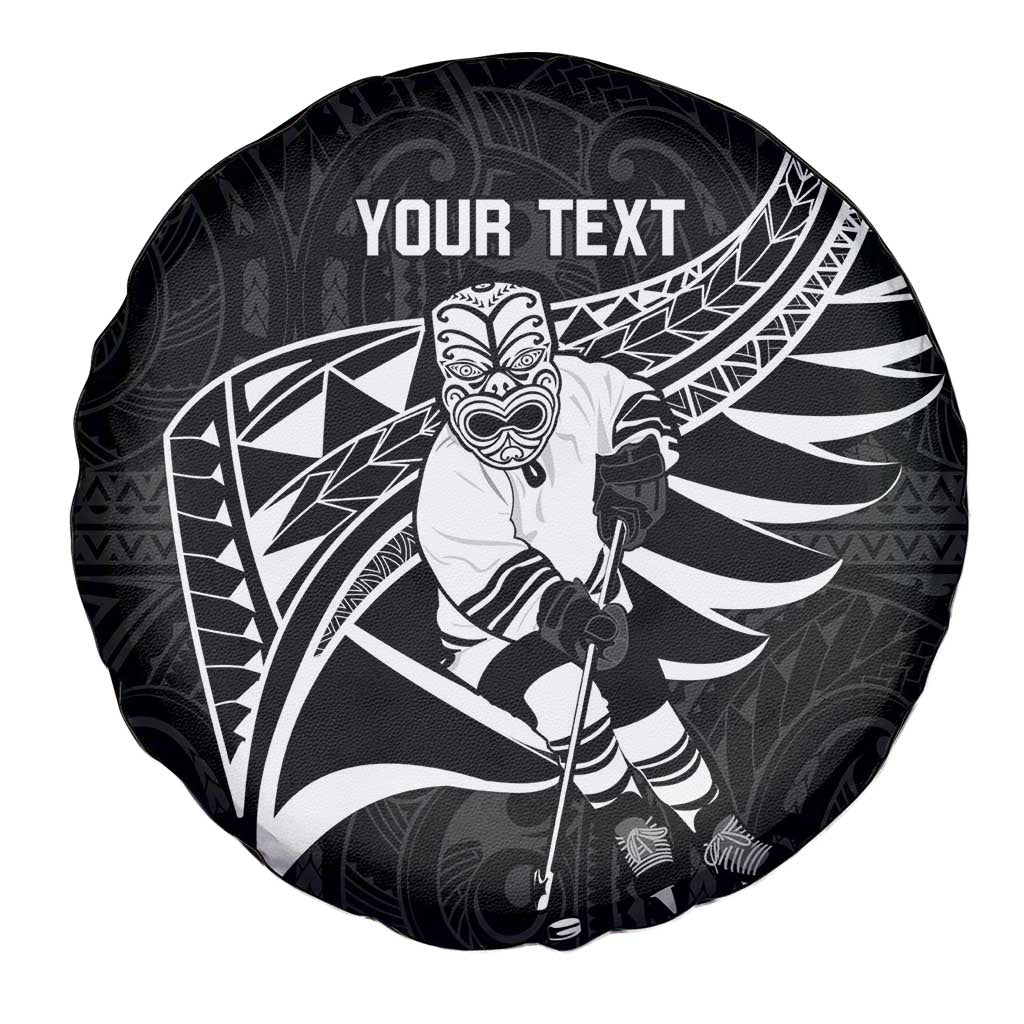 Custom Aotearoa Ice Hockey Spare Tire Cover NZ Tiki Mascot - Maori Pattern LT14 - Polynesian Pride