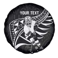 Custom Aotearoa Ice Hockey Spare Tire Cover NZ Tiki Mascot - Maori Pattern LT14 - Polynesian Pride