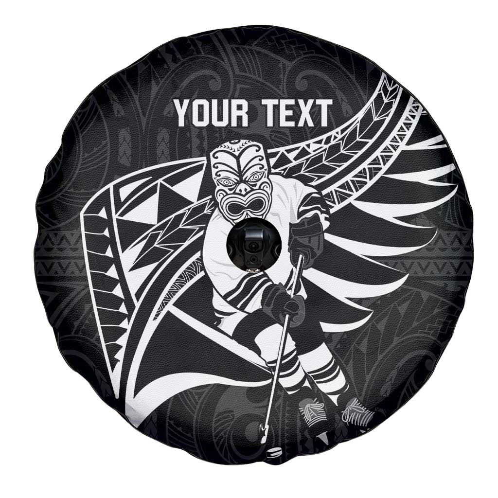 Custom Aotearoa Ice Hockey Spare Tire Cover NZ Tiki Mascot - Maori Pattern LT14 - Polynesian Pride