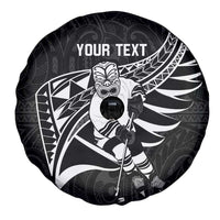 Custom Aotearoa Ice Hockey Spare Tire Cover NZ Tiki Mascot - Maori Pattern LT14 - Polynesian Pride