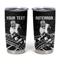 Personalised Aotearoa Ice Hockey Tumbler Cup NZ Tiki Mascot - Maori Pattern LT14 Black - Polynesian Pride