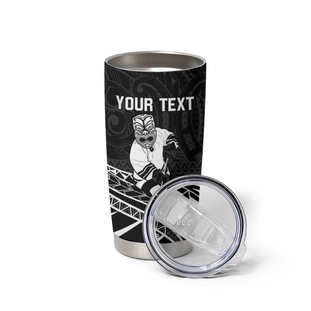 Personalised Aotearoa Ice Hockey Tumbler Cup NZ Tiki Mascot - Maori Pattern LT14 - Polynesian Pride