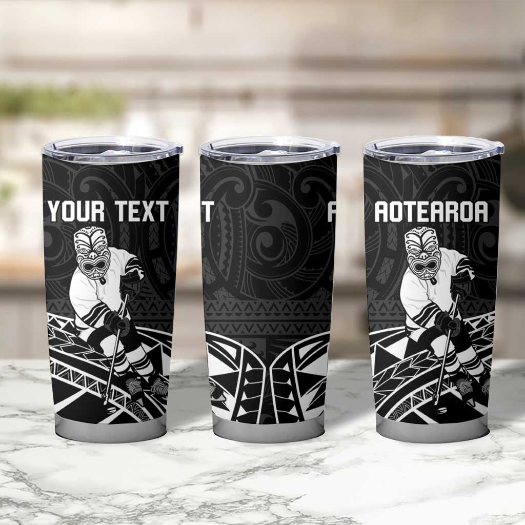 Personalised Aotearoa Ice Hockey Tumbler Cup NZ Tiki Mascot - Maori Pattern LT14 - Polynesian Pride