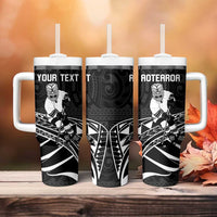 Personalised Aotearoa Ice Hockey Tumbler With Handle NZ Tiki Mascot - Maori Pattern LT14 - Polynesian Pride