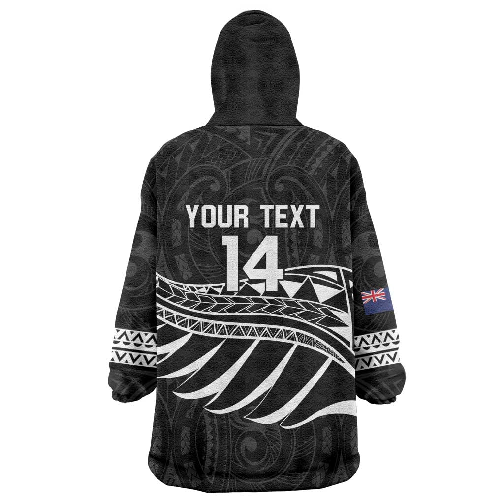 Custom Aotearoa Ice Hockey Wearable Blanket Hoodie NZ Tiki Mascot - Maori Pattern LT14 - Polynesian Pride