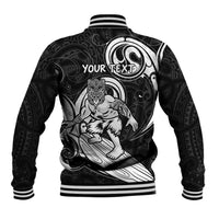 Personalised New Zealand Surfing Baseball Jacket Aotearoa Maori Tiki Haka LT14 - Polynesian Pride