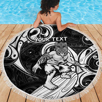 Personalised New Zealand Surfing Beach Blanket Aotearoa Maori Tiki Haka LT14 - Polynesian Pride