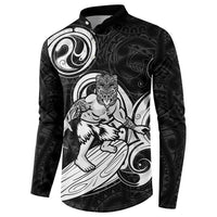 Personalised New Zealand Surfing Button Sweatshirt Aotearoa Maori Tiki Haka LT14 - Polynesian Pride