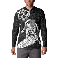 Personalised New Zealand Surfing Button Sweatshirt Aotearoa Maori Tiki Haka LT14 - Polynesian Pride