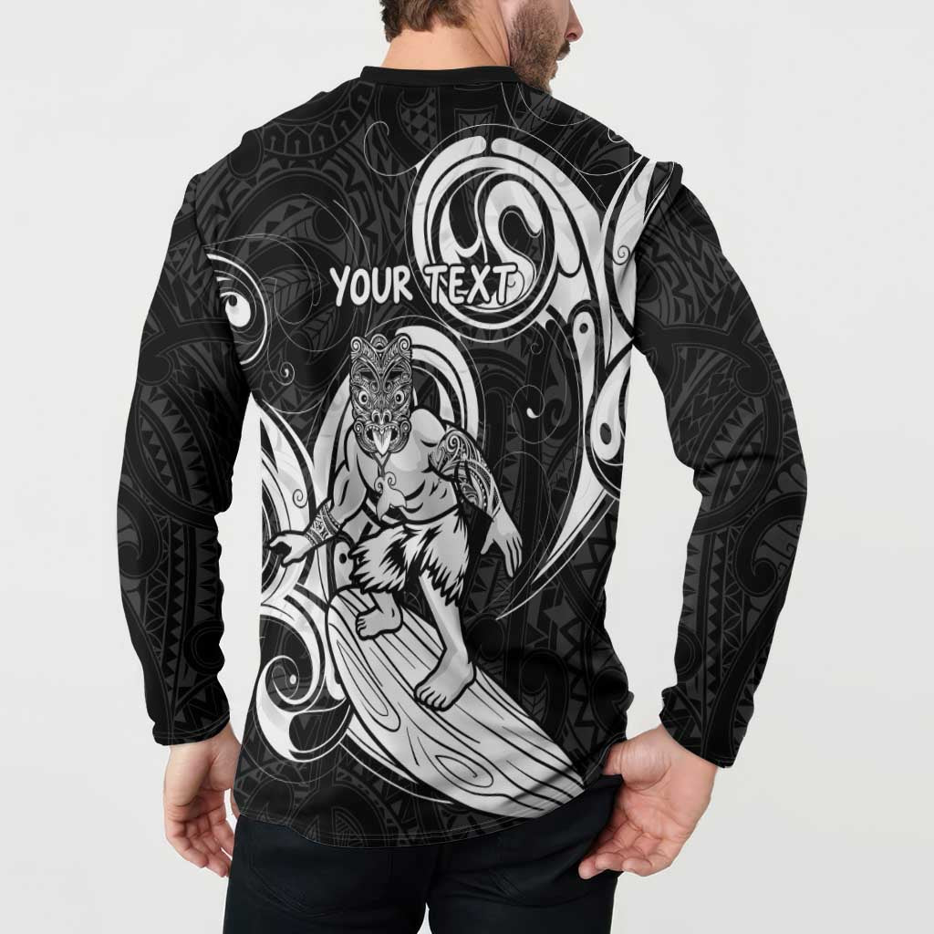 Personalised New Zealand Surfing Button Sweatshirt Aotearoa Maori Tiki Haka LT14 - Polynesian Pride