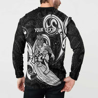 Personalised New Zealand Surfing Button Sweatshirt Aotearoa Maori Tiki Haka LT14 - Polynesian Pride